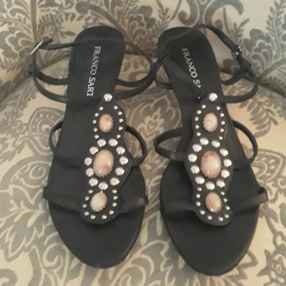 Black Franco Sarto Strappy Sandals, size 8 1/2 m. - Picture 1 of 2